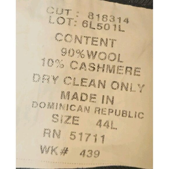 Mens Lauren Ralph Lauren 44L Dark Gray Wool Cashmere Trench Style Overcoat - Picture 7 of 10